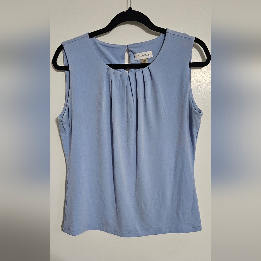 Calvin Klein Light Blue Pleated Blouse